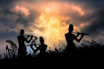 sunset, women, flute-6346124.jpg